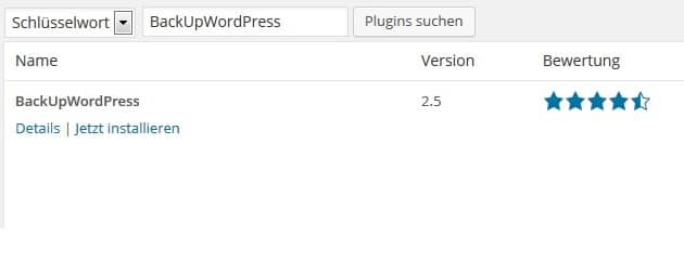 Plugin BackupwordPress installieren Plugin BackupwordPress installieren